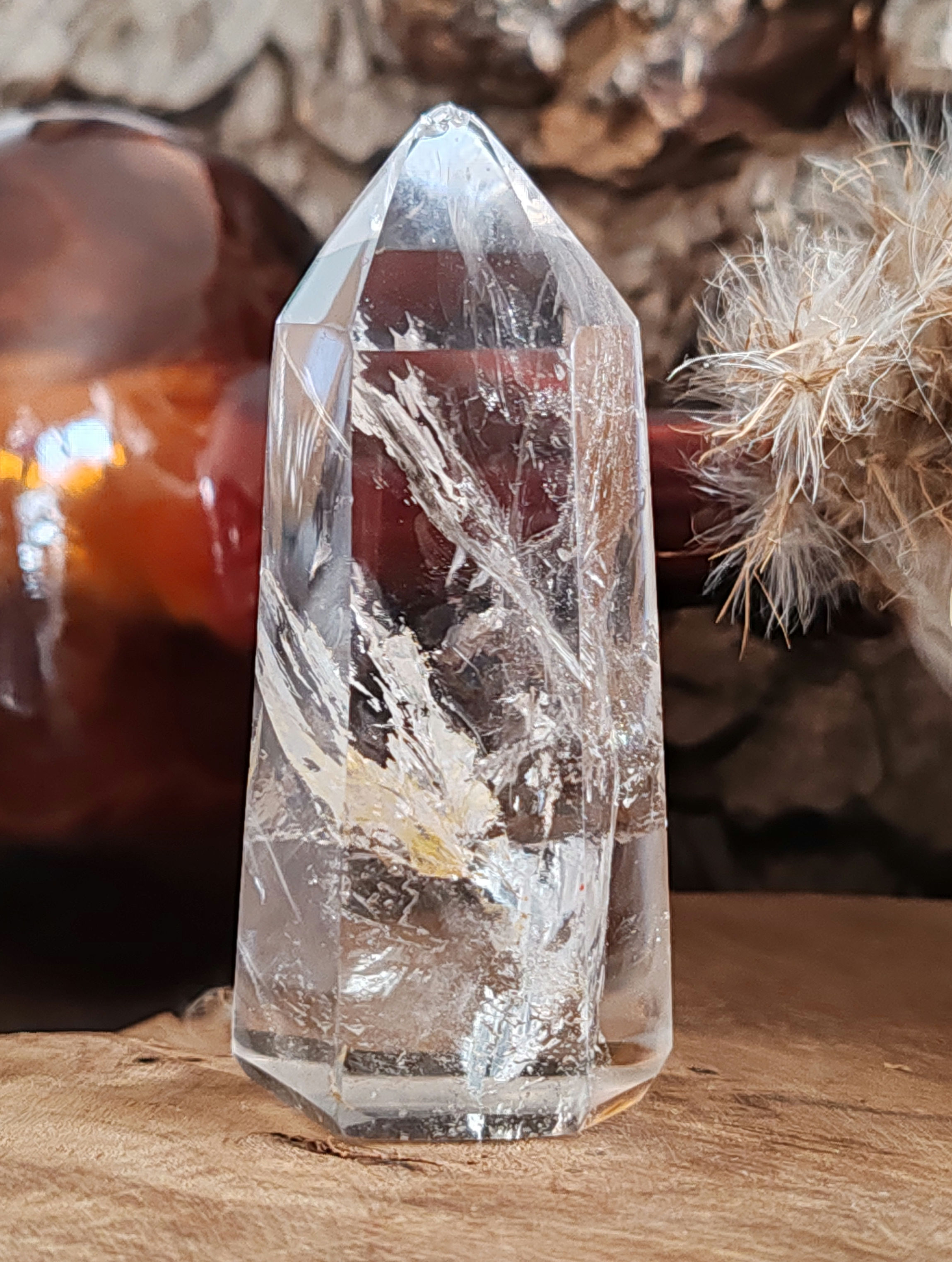 pointe en cristal de roche fumé quartz fumé