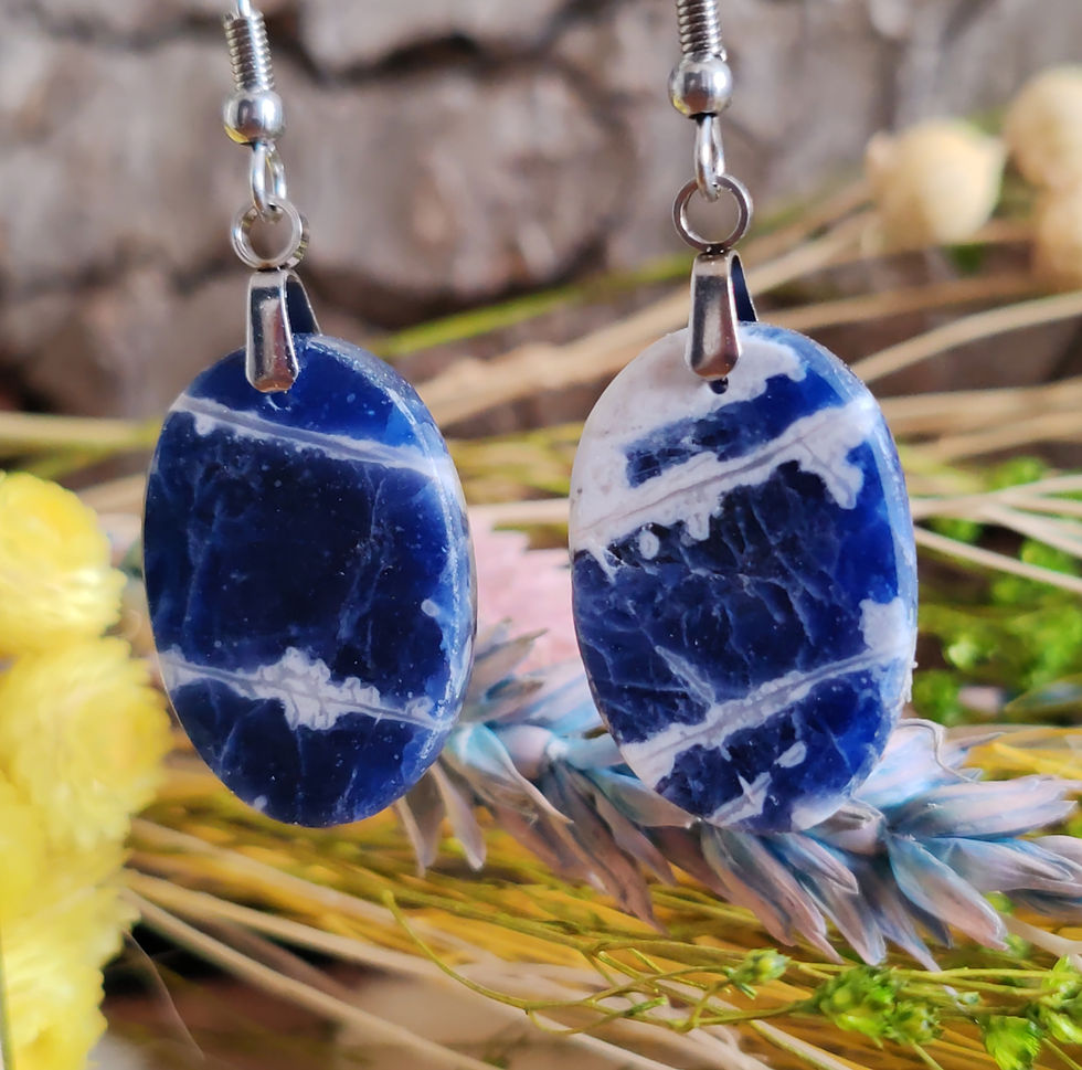 Miniature : Boucles d'oreilles en Sodalite