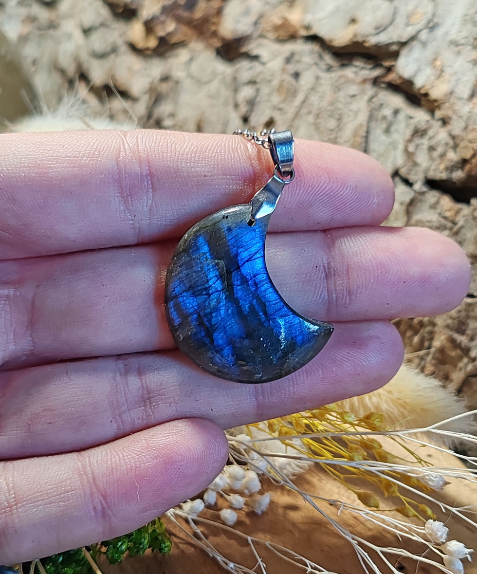 Miniature : Pendentif forme lune en Labradorite
