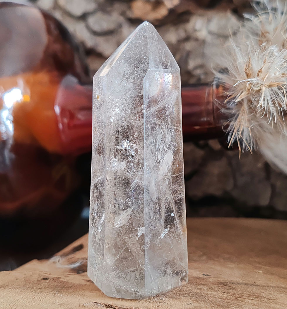 Miniature : pointe en cristal de roche quartz fumé