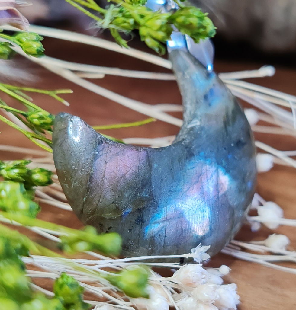 Miniature : Pendentif en Labradorite - sous forme de Lune