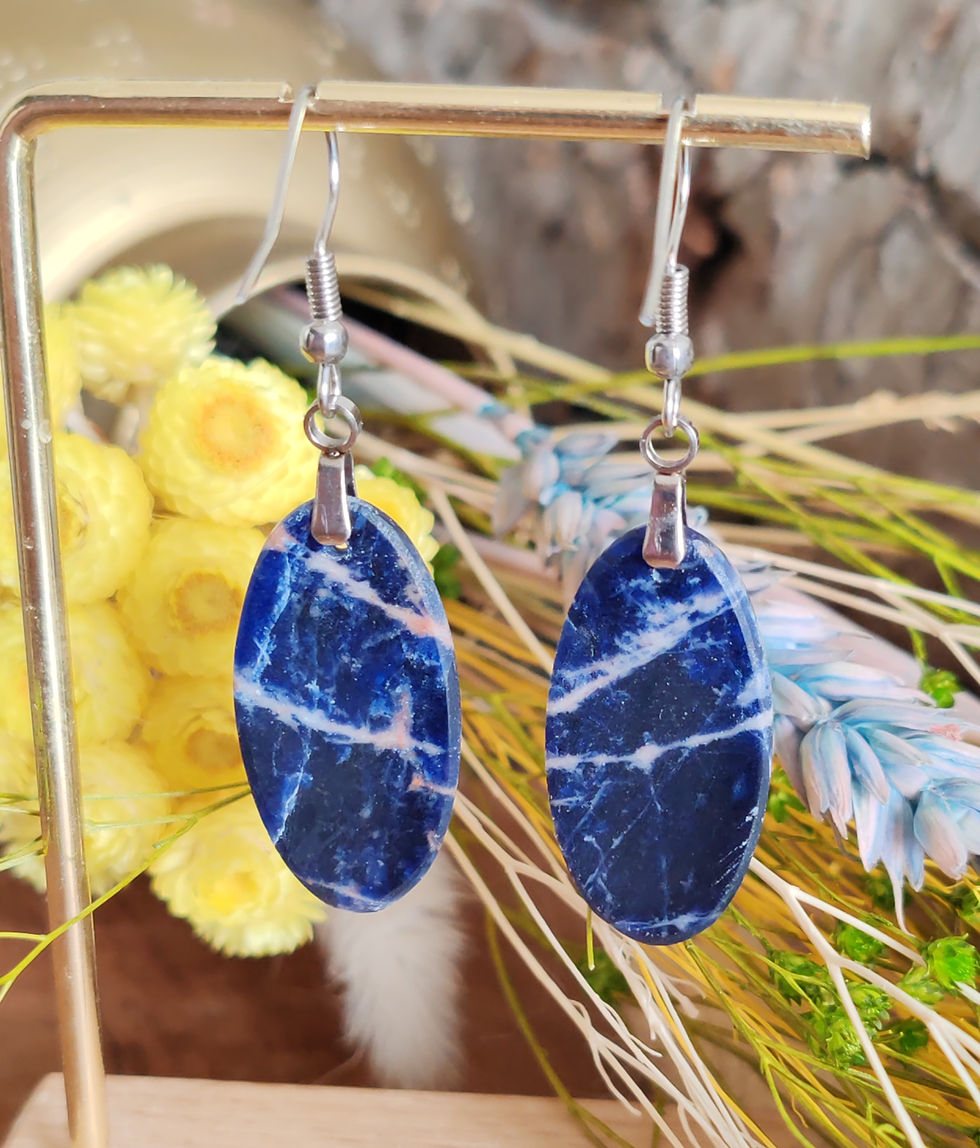Miniature : Boucles d'oreilles en Sodalite
