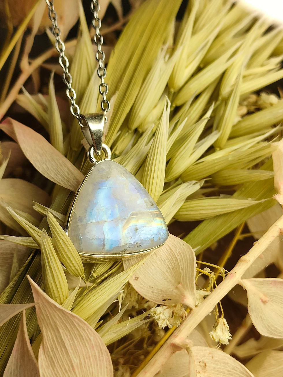 Miniature : Pendentif en Péristérite sur argent 925