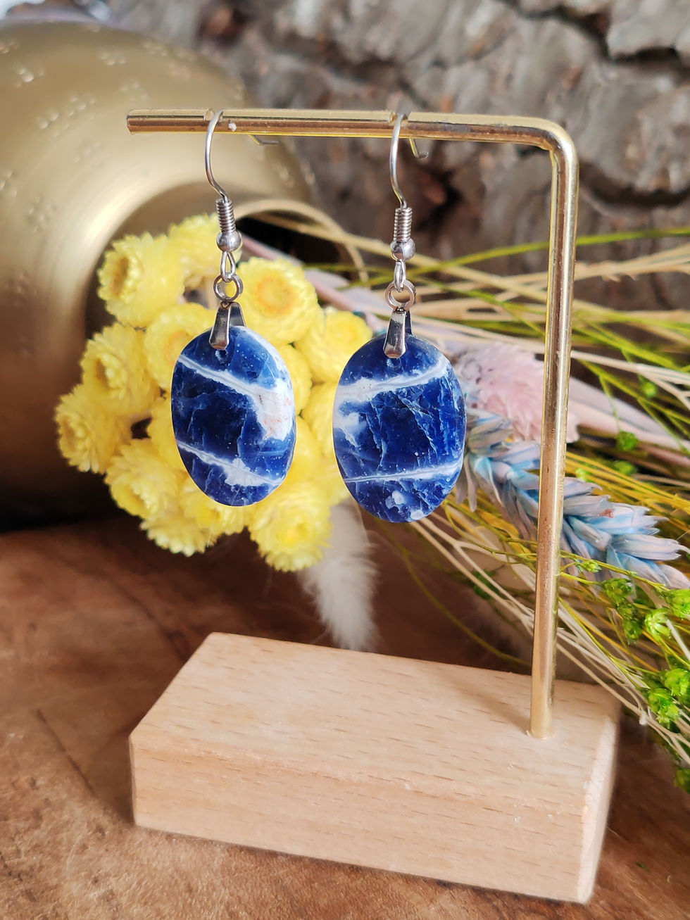 Miniature : Boucles d'oreilles en Sodalite