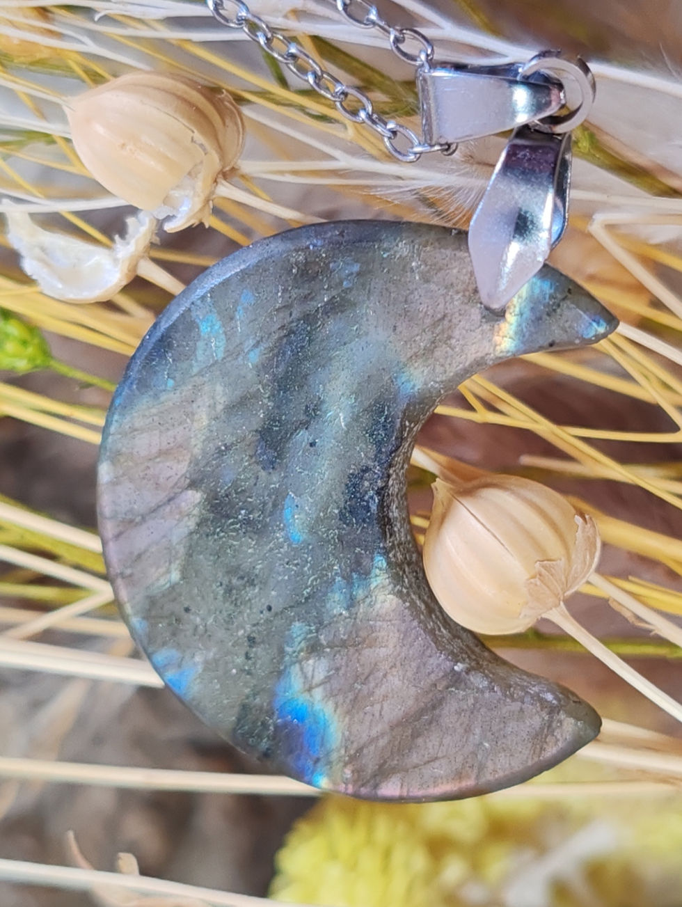 Miniature : Pendentif en Labradorite - sous forme de Lune
