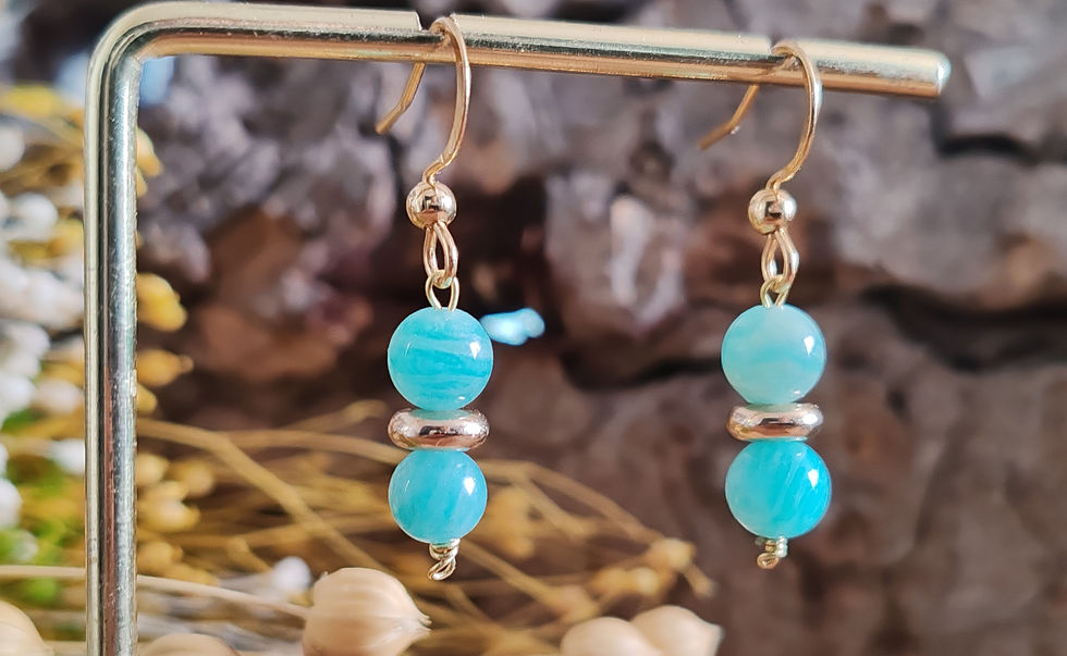 Miniature : Boucles d'oreilles en Amazonite doré