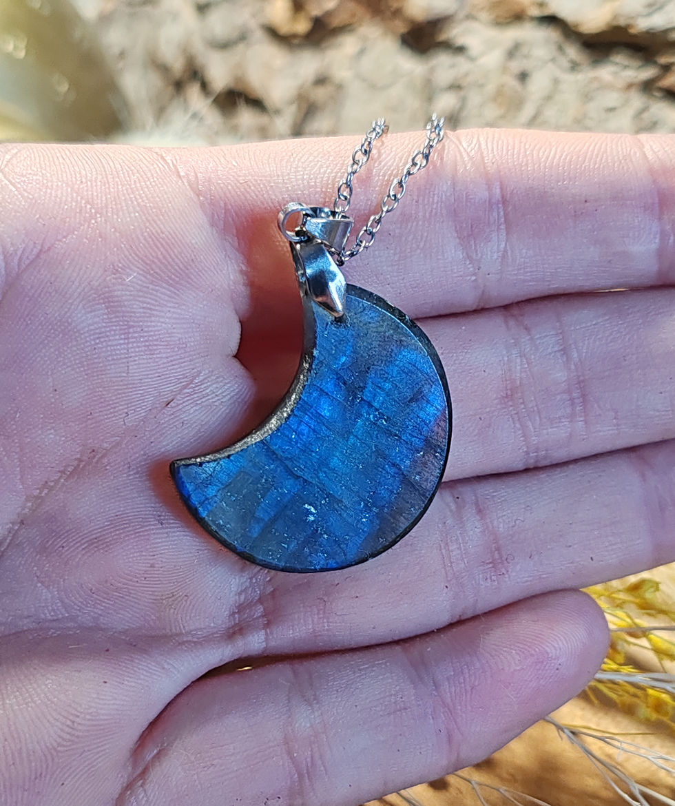 Miniature : Pendentif forme lune en Labradorite