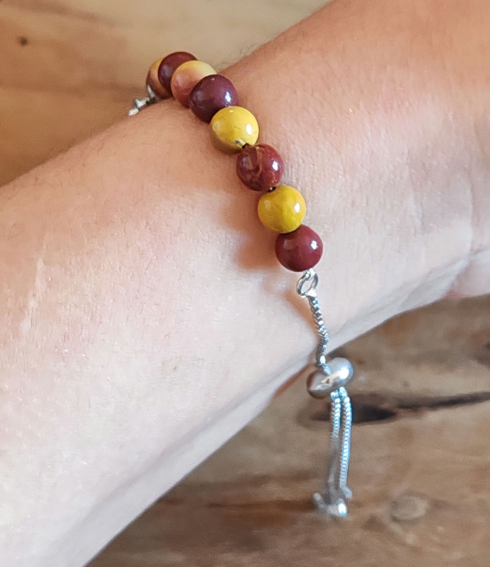 Miniature : bracelet en jaspe Mokaïte et fleur de vie