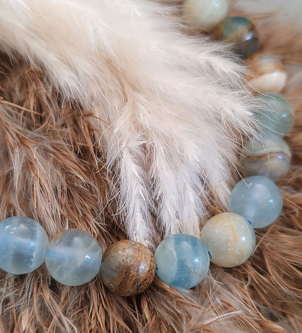 Miniature : bracelet en calcite bleue sur gangue