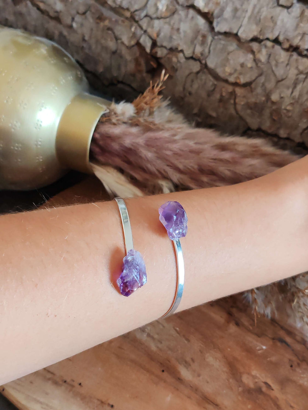 Miniature : bracelet jonc réglable en améthyste