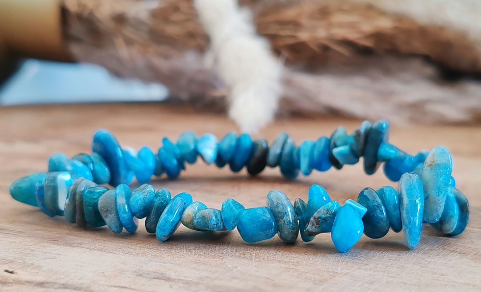Miniature : bracelet en perles de chips en apatite bleue