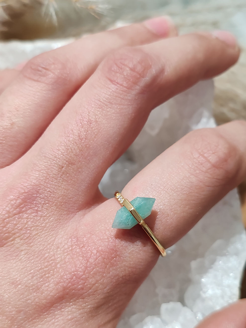 Miniature : Bague en pointe biterminée d'Amazonite