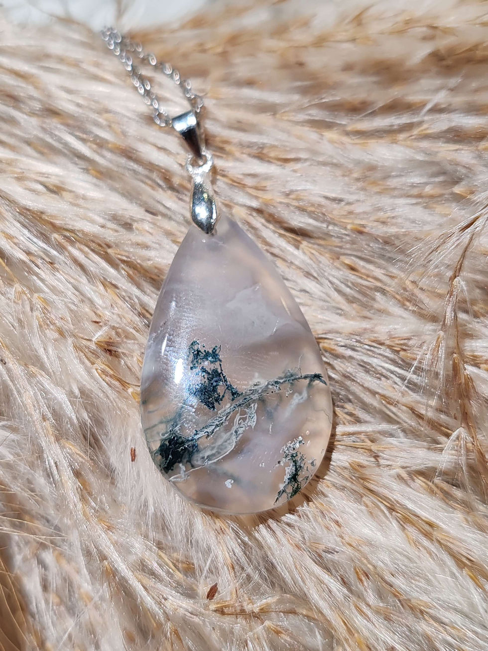 Miniature : Pendentif en Agate mousse