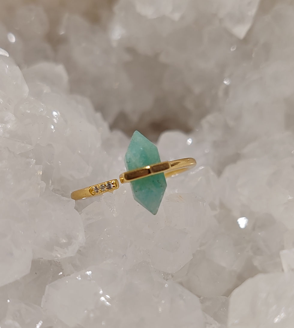 Miniature : Bague en pointe biterminée d'Amazonite
