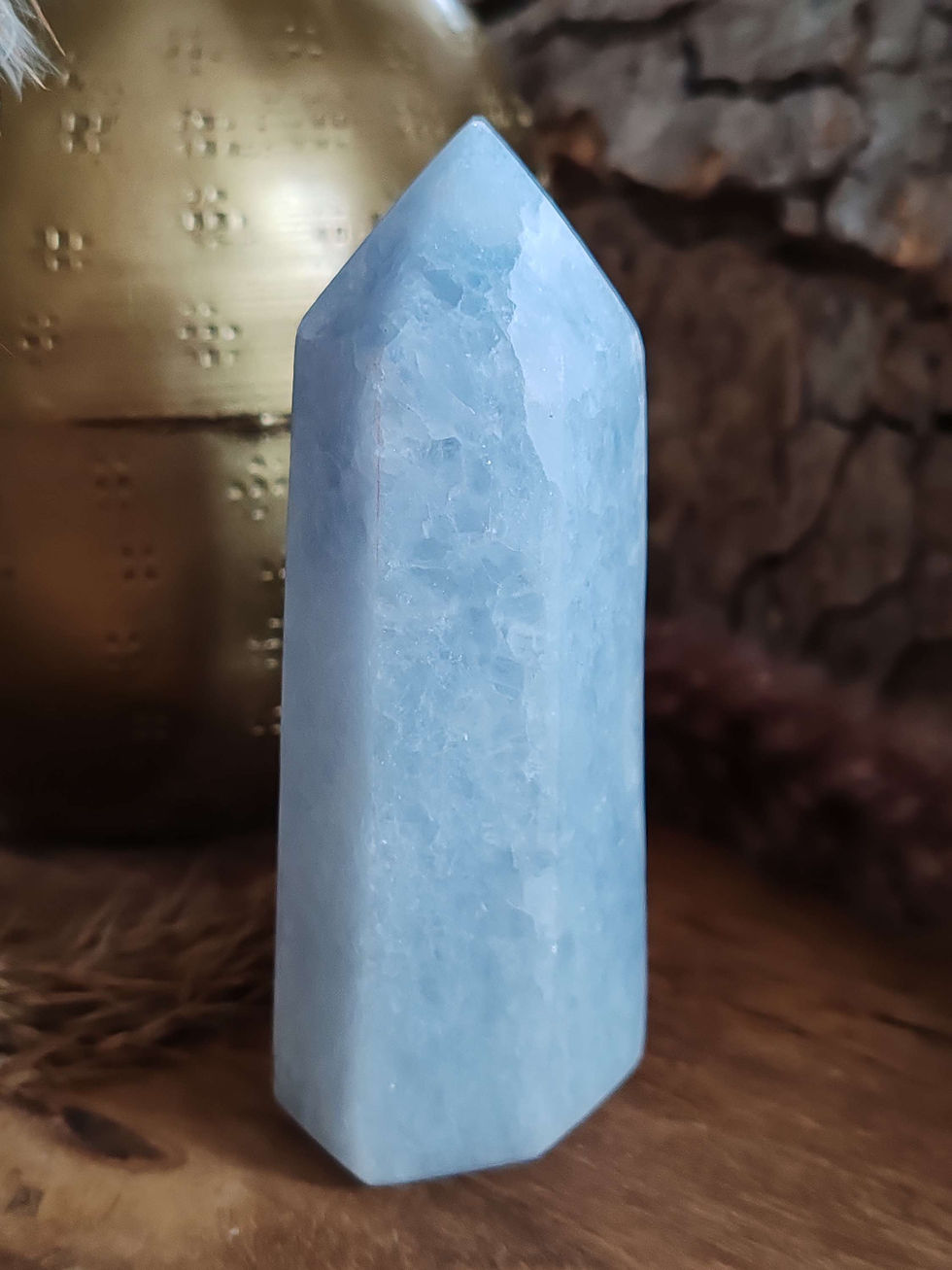 Miniature : pointe en calcite bleue