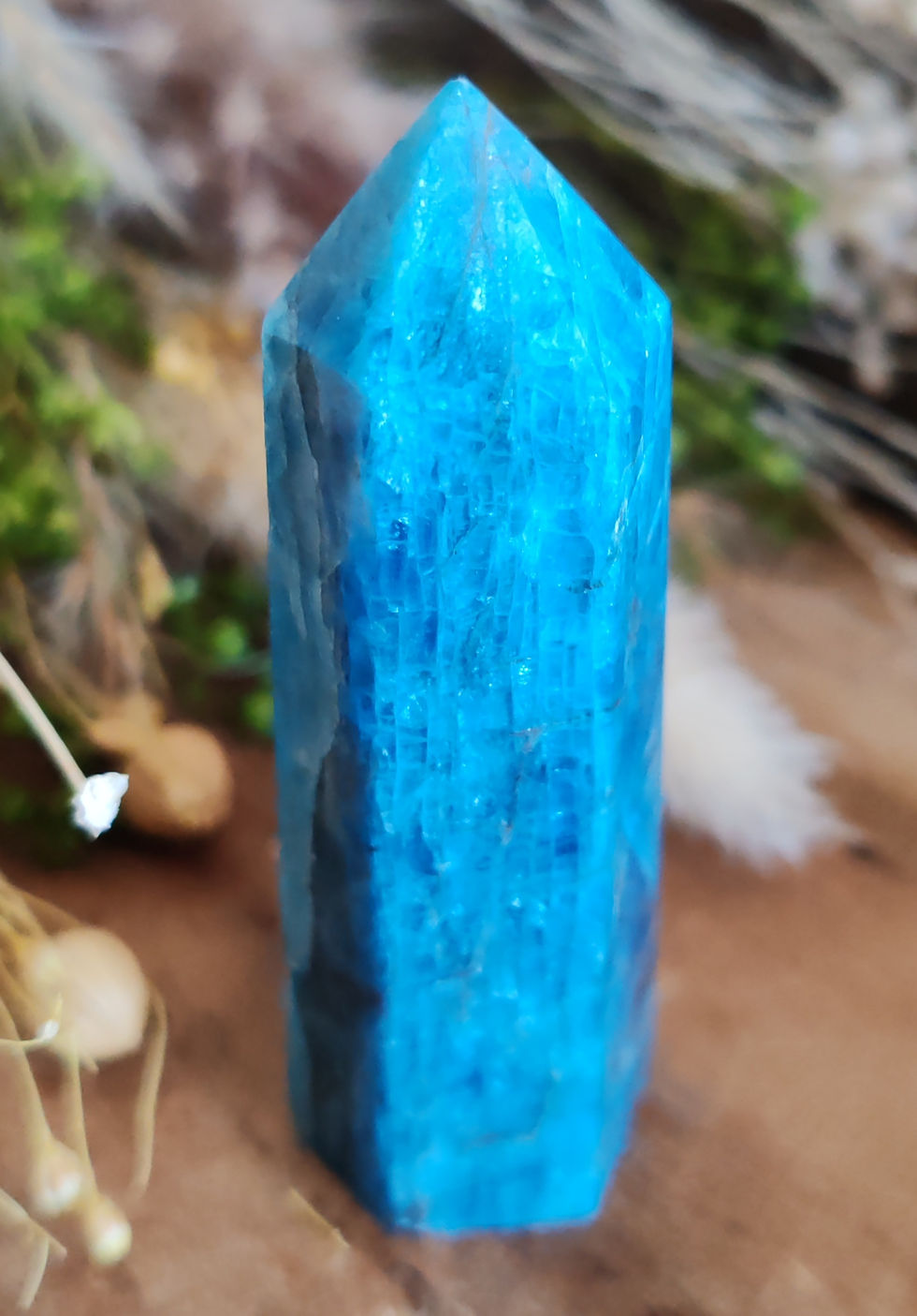Miniature : Apatite bleue de Madagascar sous forme de pointe
