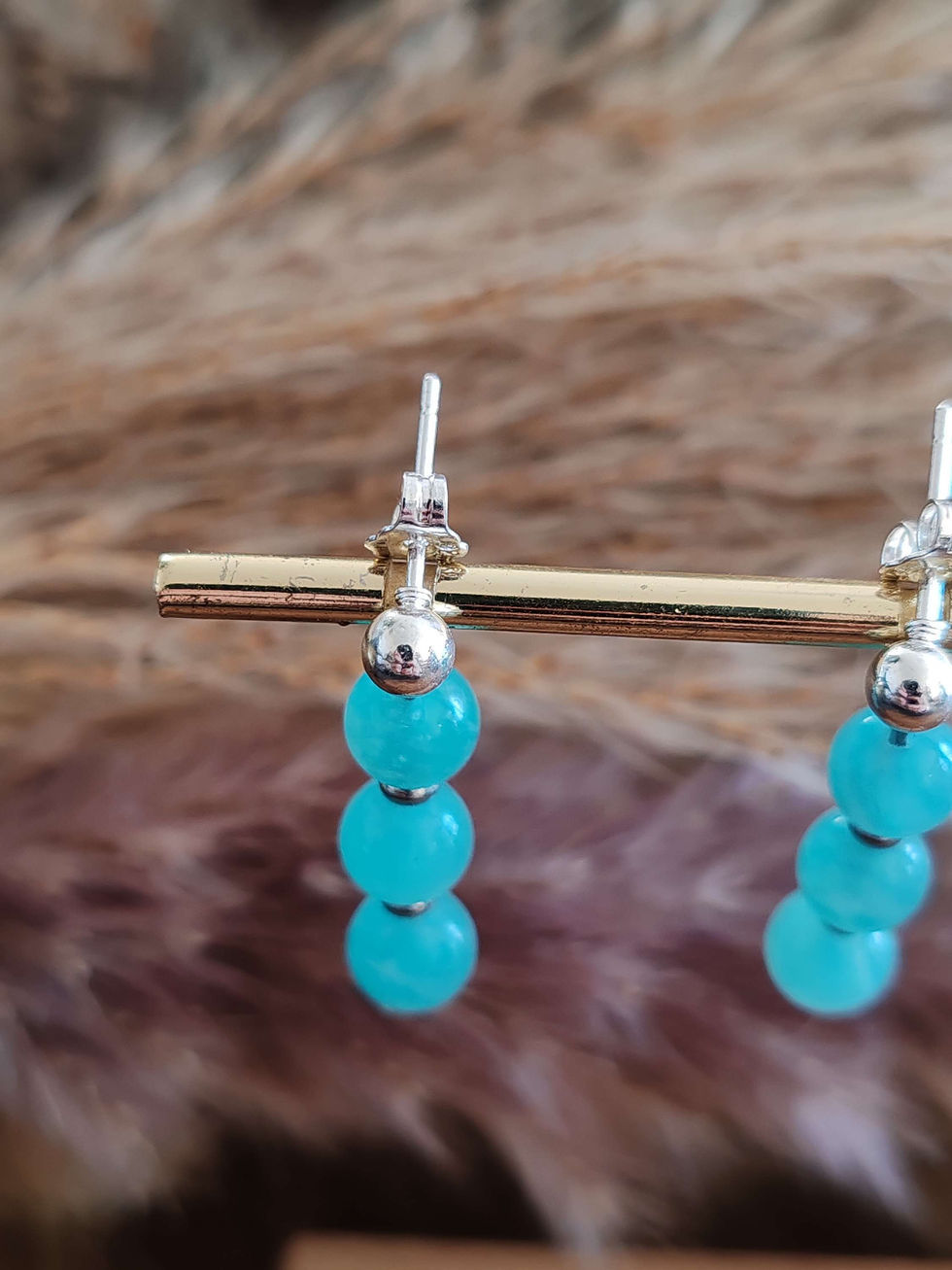 Miniature : Boucles d'oreilles "Bulle Amazonienne" en Amazonite