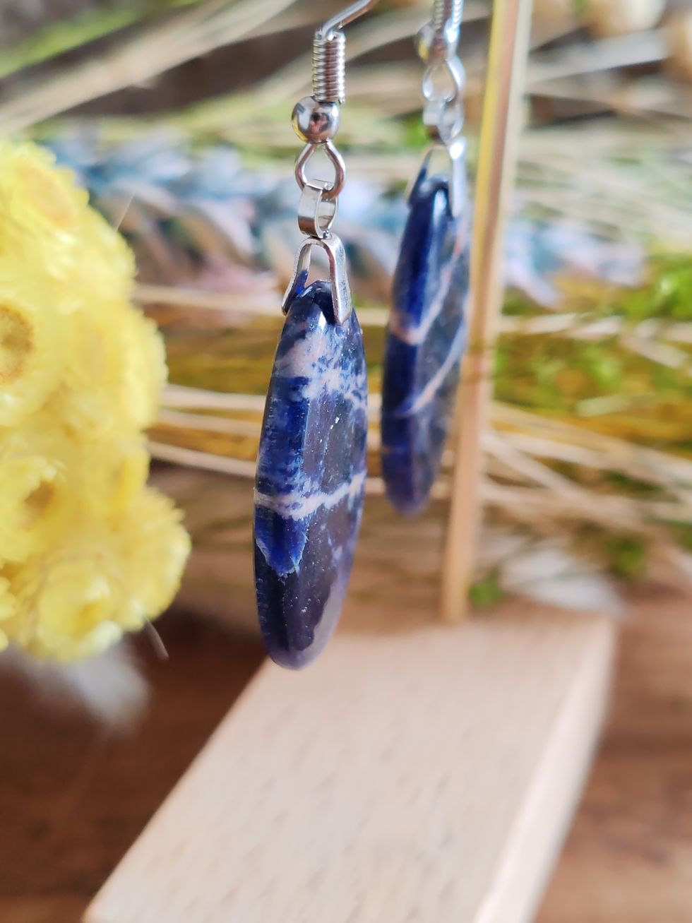 Miniature : Boucles d'oreilles en Sodalite