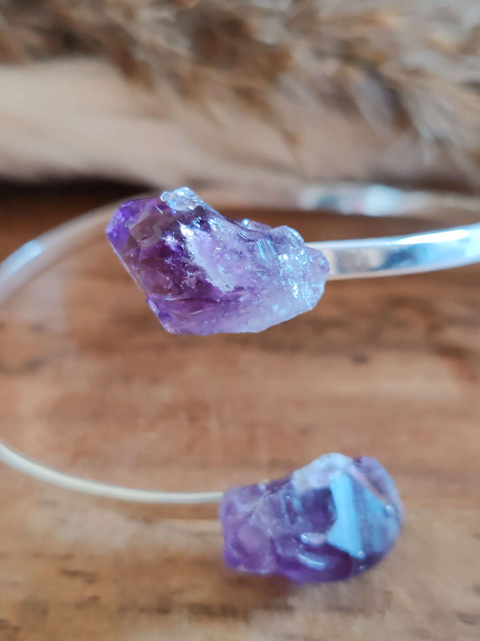 Miniature : bracelet jonc réglable en améthyste