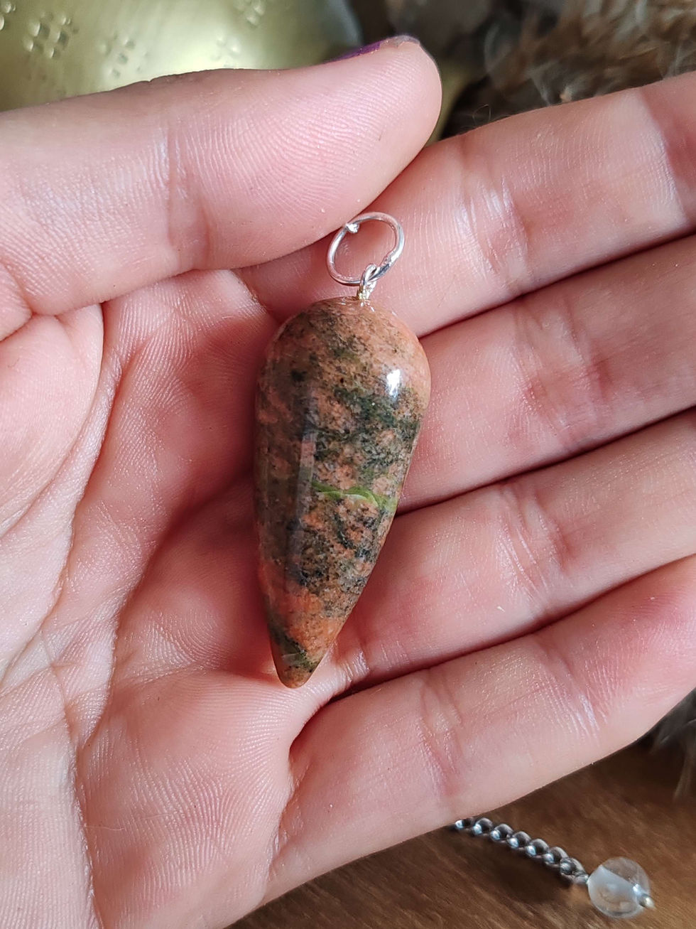 Miniature : pendule en unakite