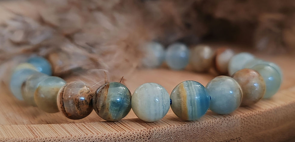 Miniature : bracelet en calcite bleue sur gangue