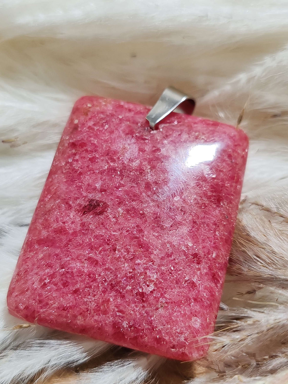 Miniature : Pendentif en rhodonite rectangle