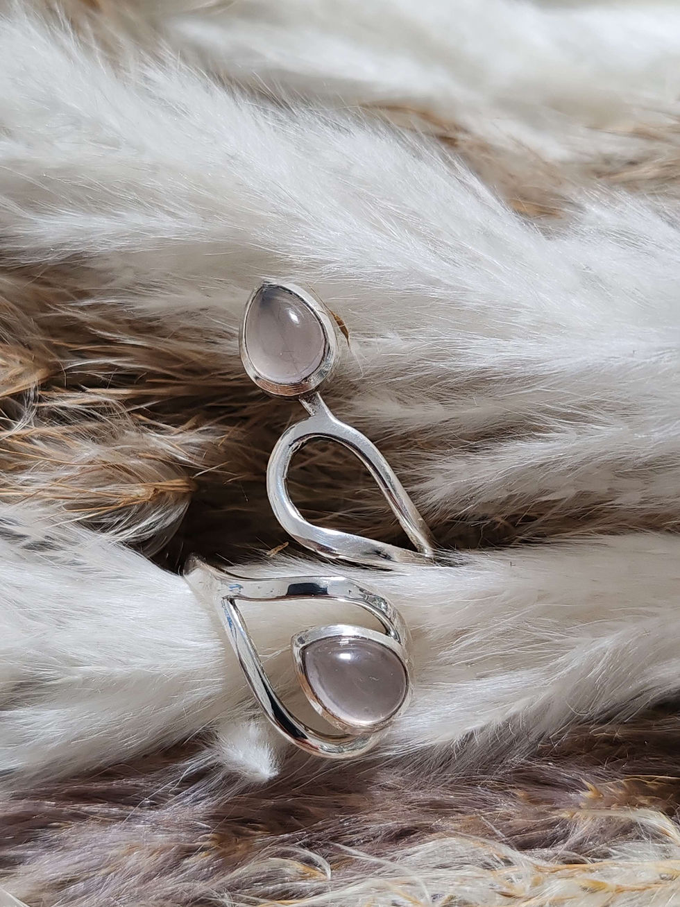 Miniature : Bague en Quartz rose sur argent 925