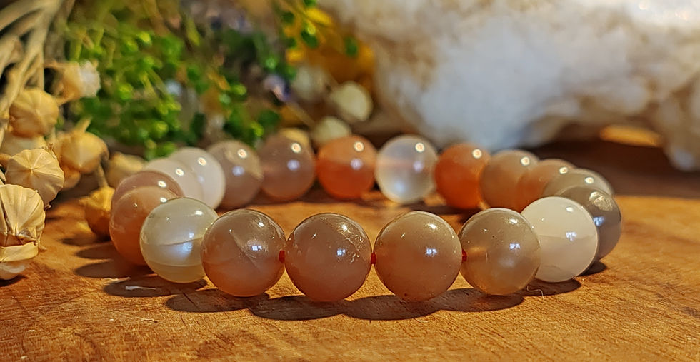 Miniature : Bracelet en Pierre de lune Multicolore perles en 10 mm