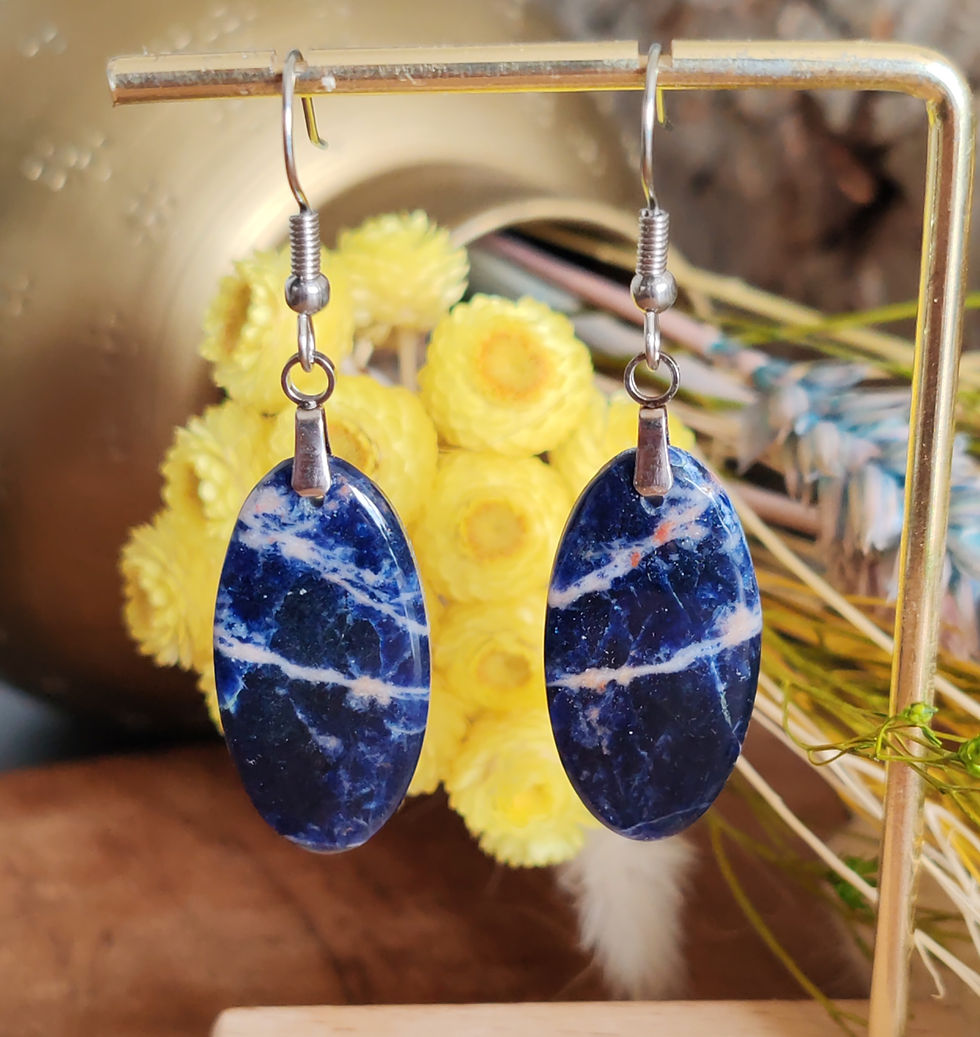 Miniature : Boucles d'oreilles en Sodalite