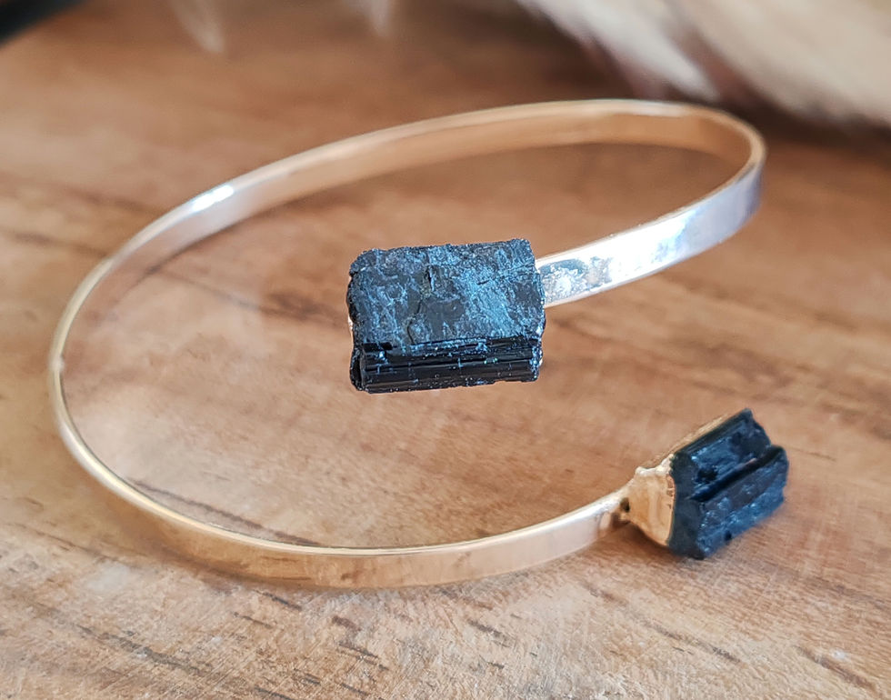 Miniature : bracelet jonc réglable en tourmaline noire