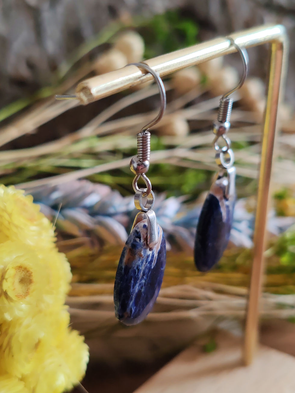 Miniature : Boucles d'oreilles en Sodalite