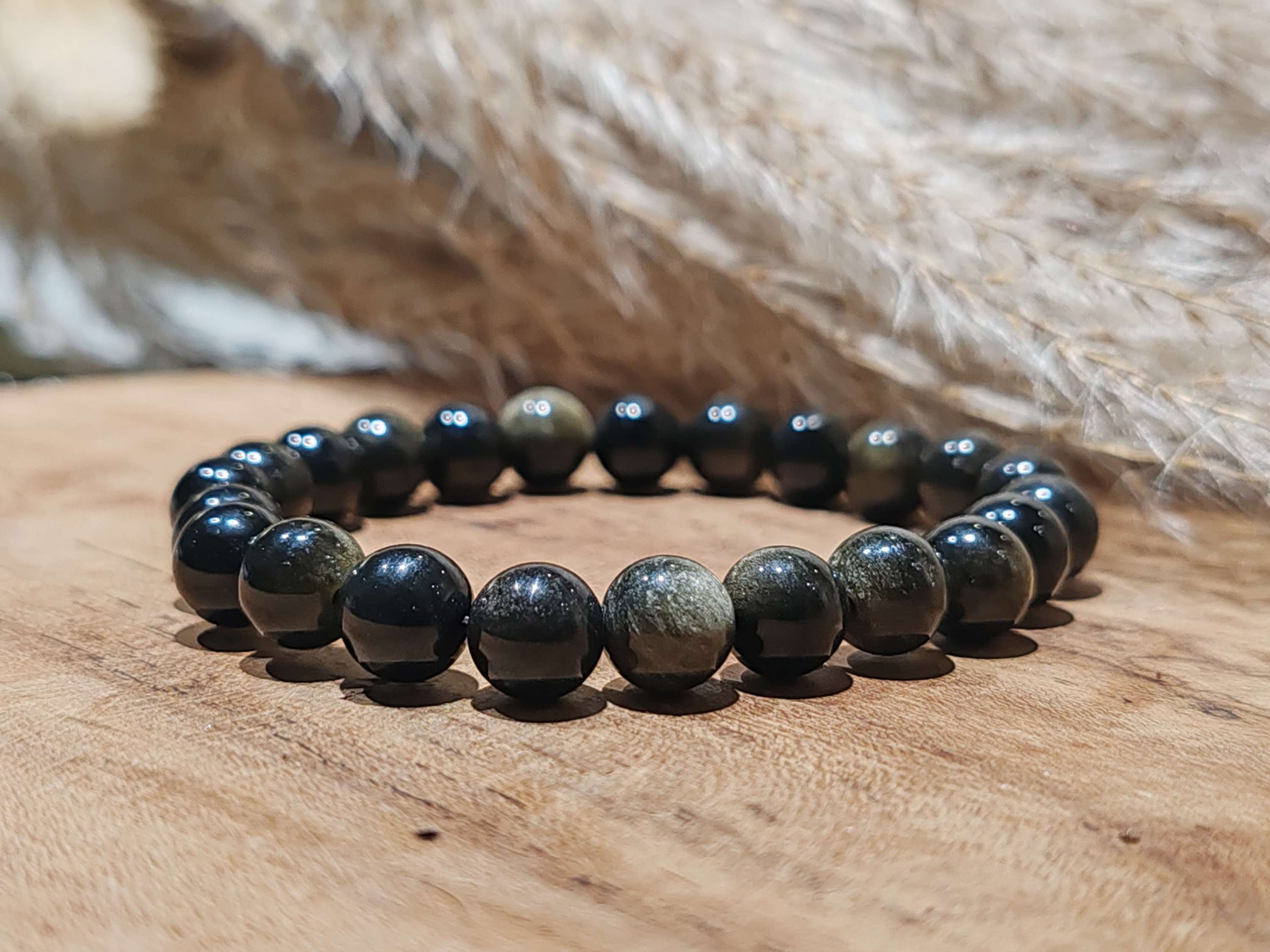 Bracelet en Obsidienne doré