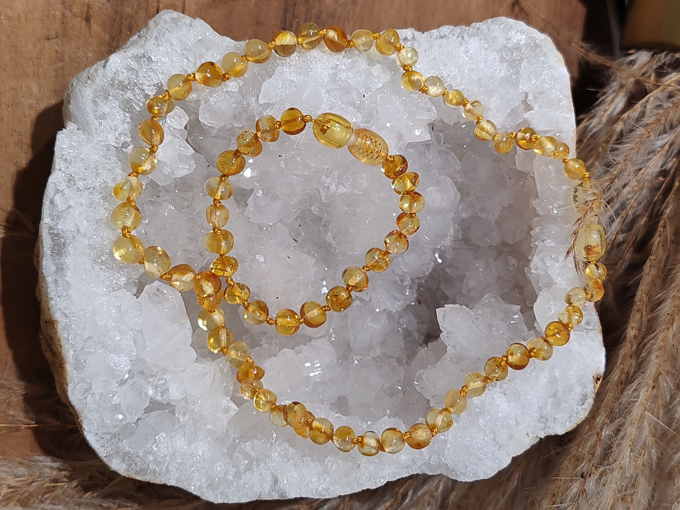 Parure bracelet et collier en Ambre pour bébé