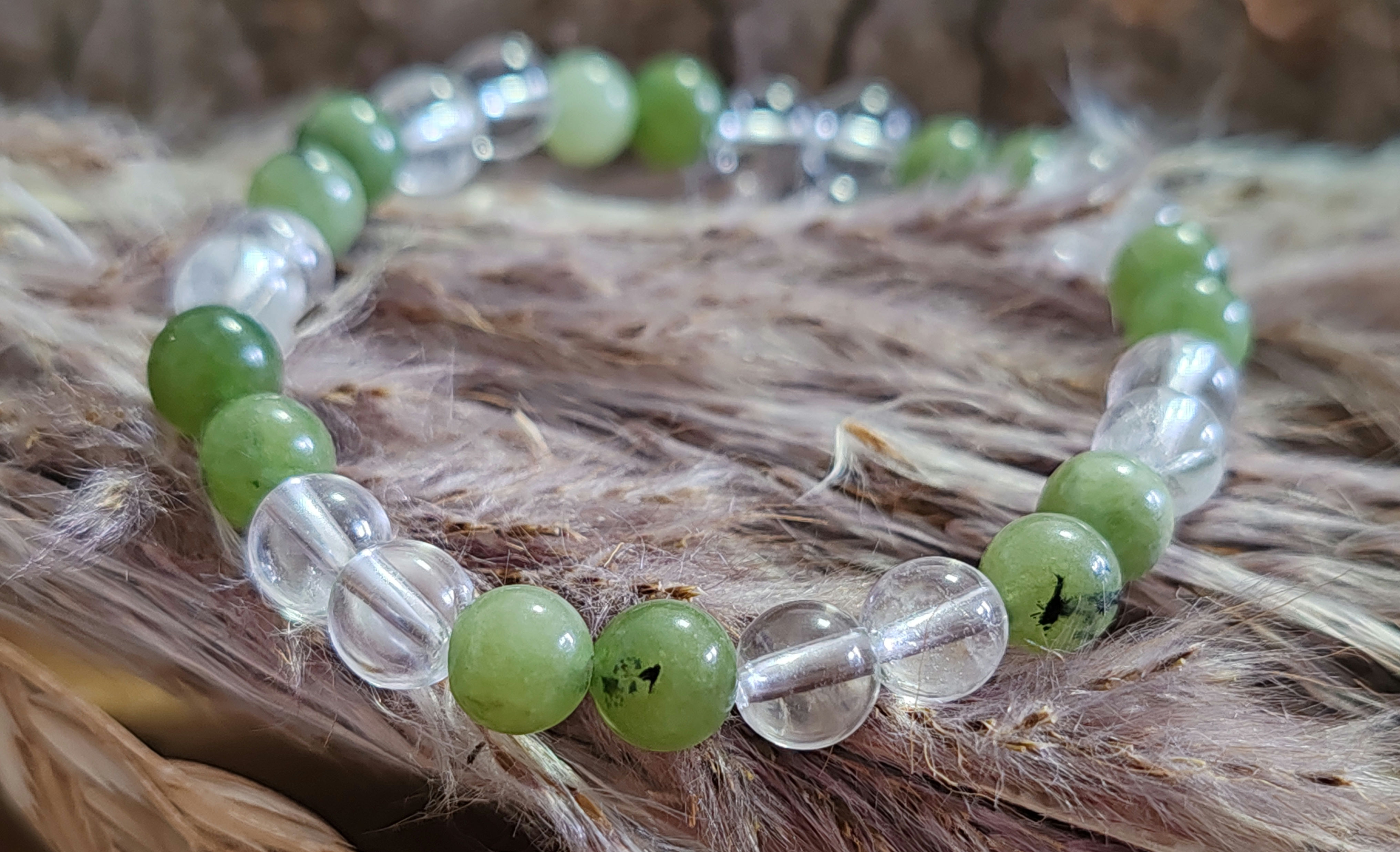 bracelet en cristal de roche et jade néphrite
