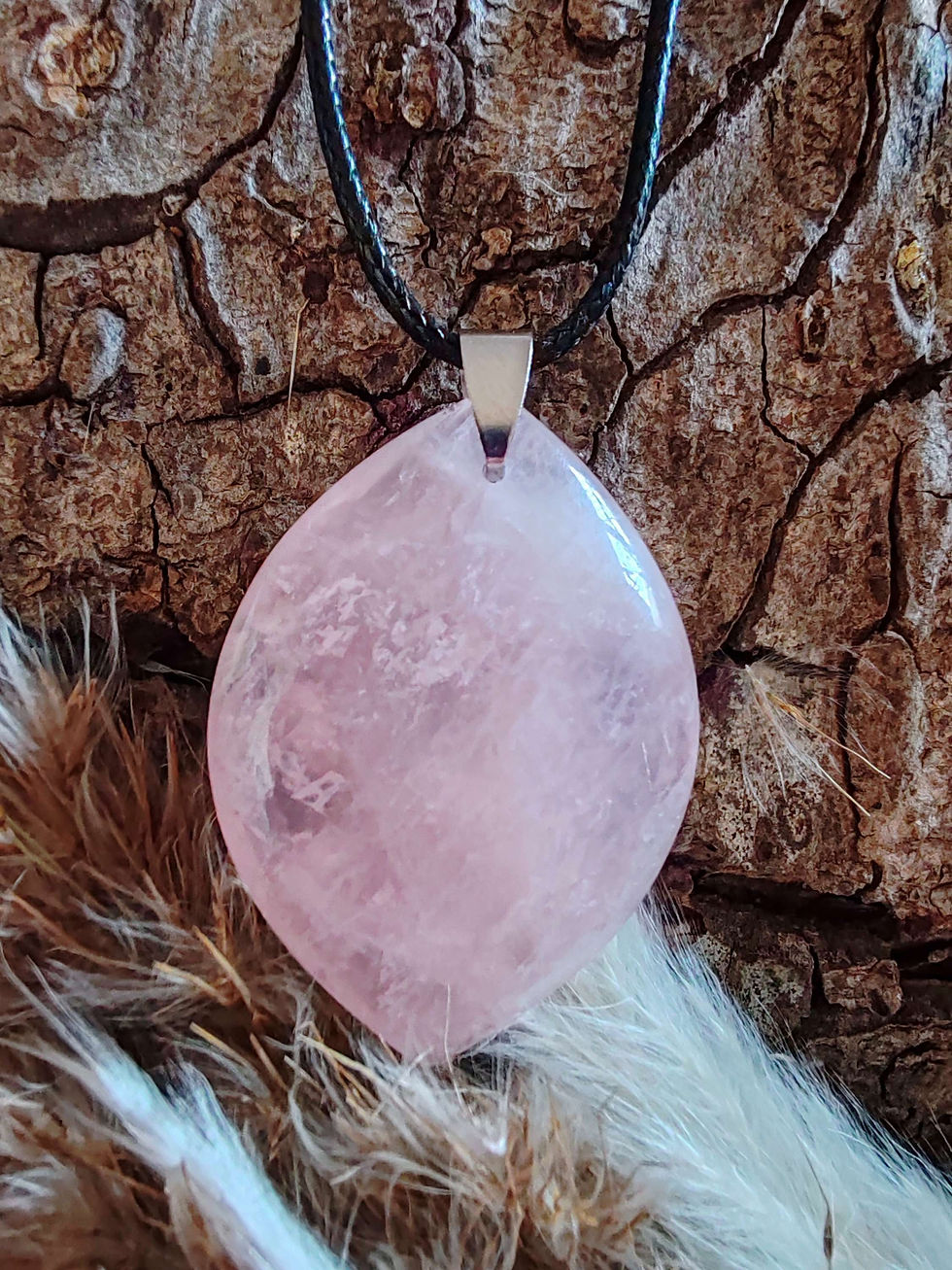 Miniature : Pendentif en quartz rose