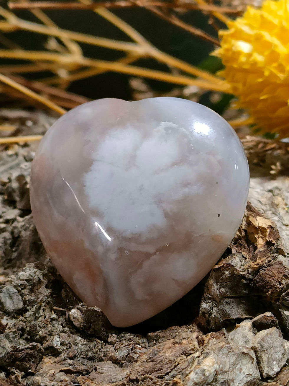 Miniature : Coeur en Agate fleur de cerisier 