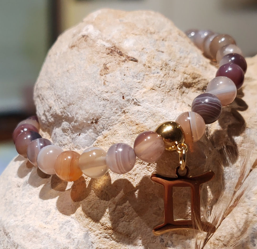 Miniature : Bracelet en Agate du Botswana sous le signe Gémeaux
