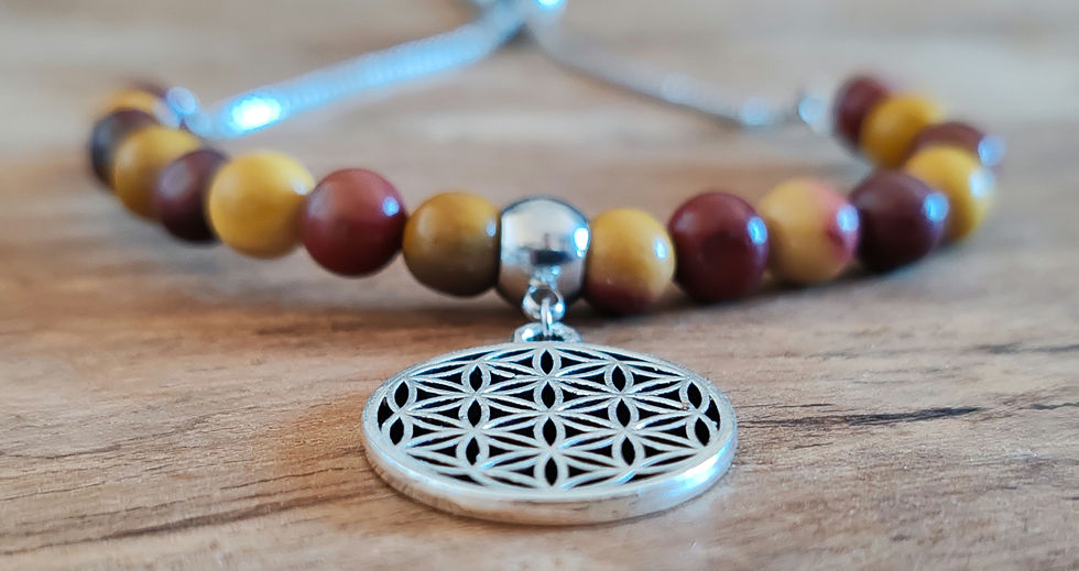 Miniature : bracelet en jaspe Mokaïte et fleur de vie