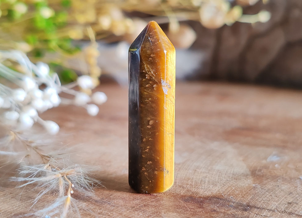 Miniature : Œil de Tigre Naturel Taillé en Pointe – Protection Énergétique