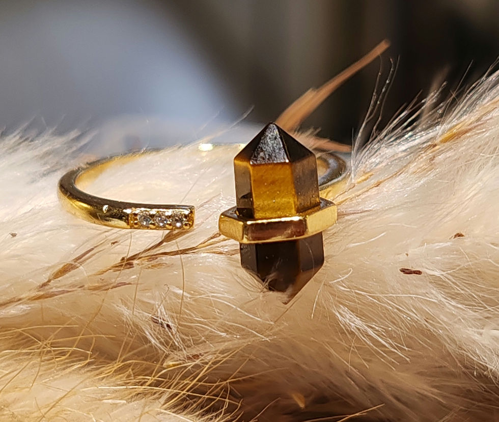Miniature : Bague Argent 925 doré en Œil de tigre