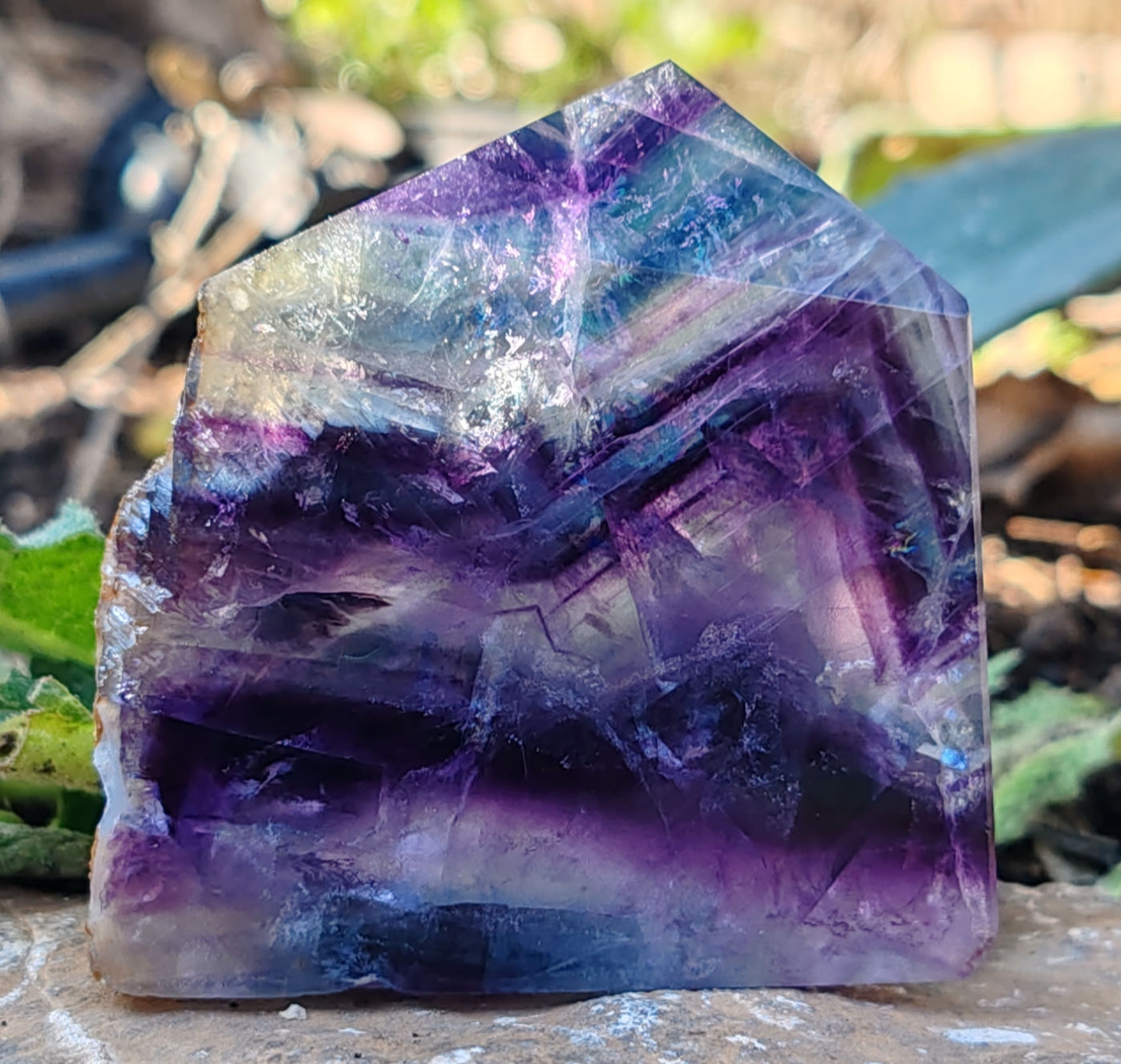 Fluorite multicolore pointe polie brute – Pierre naturelle – Qualité AA+