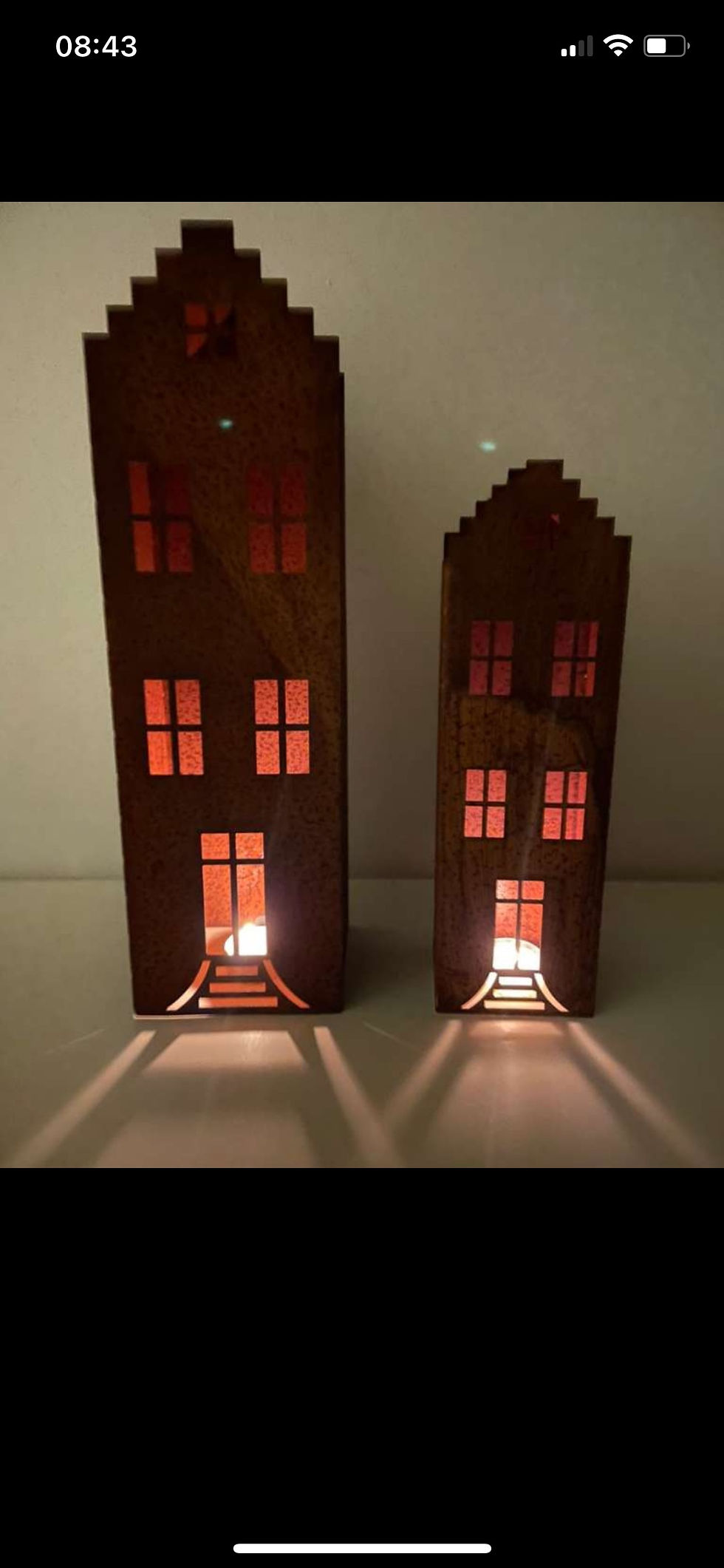 Miniaturbild:  Windlicht Haus, Rost aus Metall, 12x9,5xH41,5cm/9x7xH31cm,Preis pro Set!