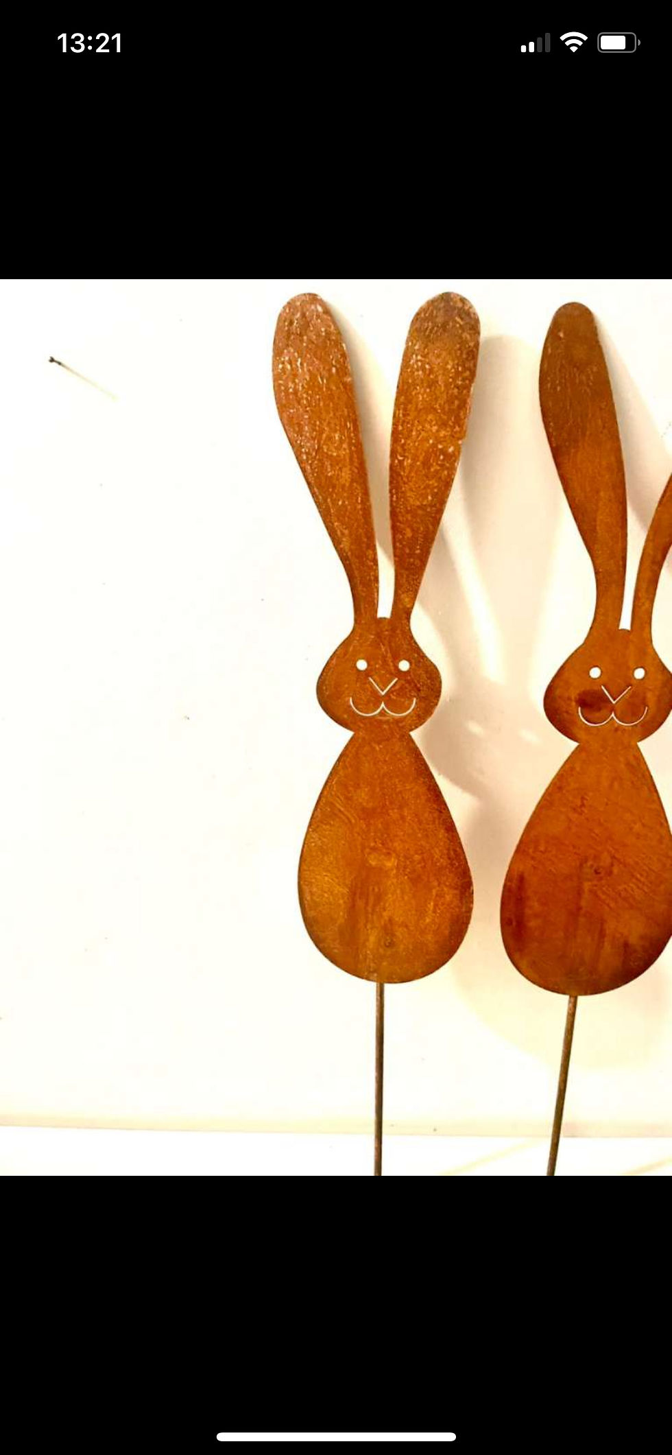 Miniaturbild: Hase z. Stecken , rostig aus Metall. 12 x H 45 + 20cm Stab, Preis pro Stück, Ost