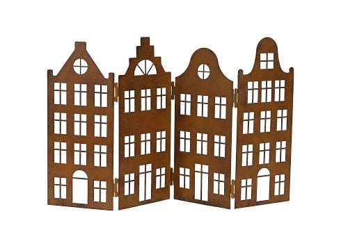 Haus faltbar x4 ,Eisen ,39,5xH23cm, Weihnachten ,Fest, Weihnachtsdekoration 