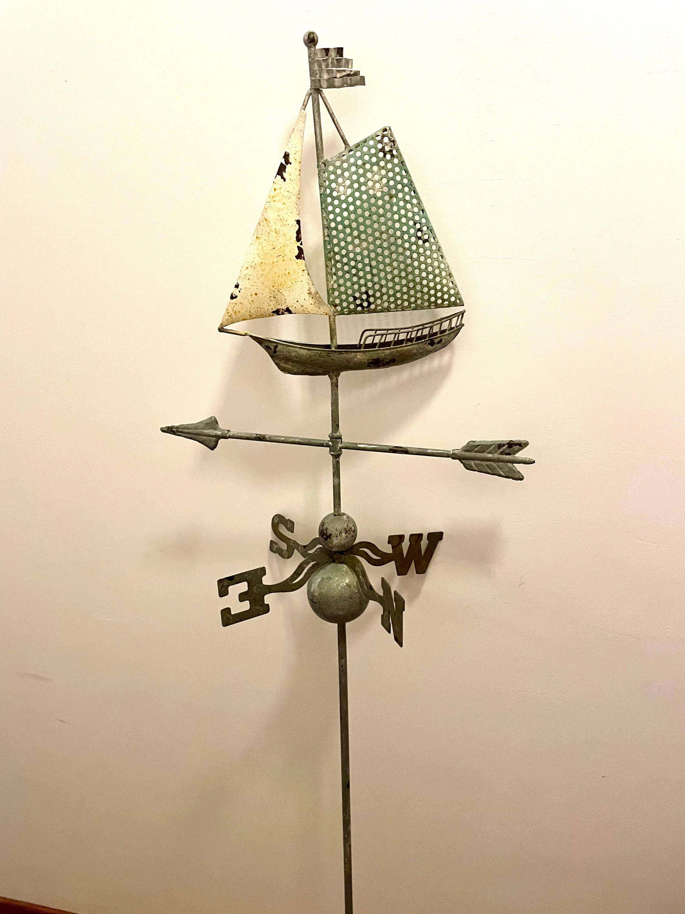 Windspiel  Segelboot Eisen, 42x32x H 148 cm, Gartendeko, Gartendekoration, Te