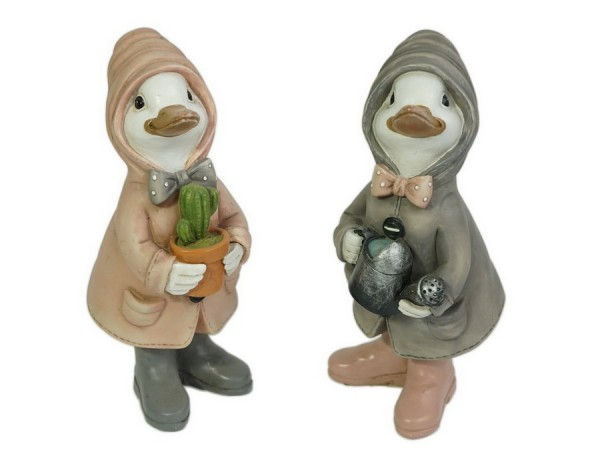 Miniaturbild: Entenpärchen m. Regencape, 8*20*10cm, Preis pro Stück, Gartendeko, Gartendekorat