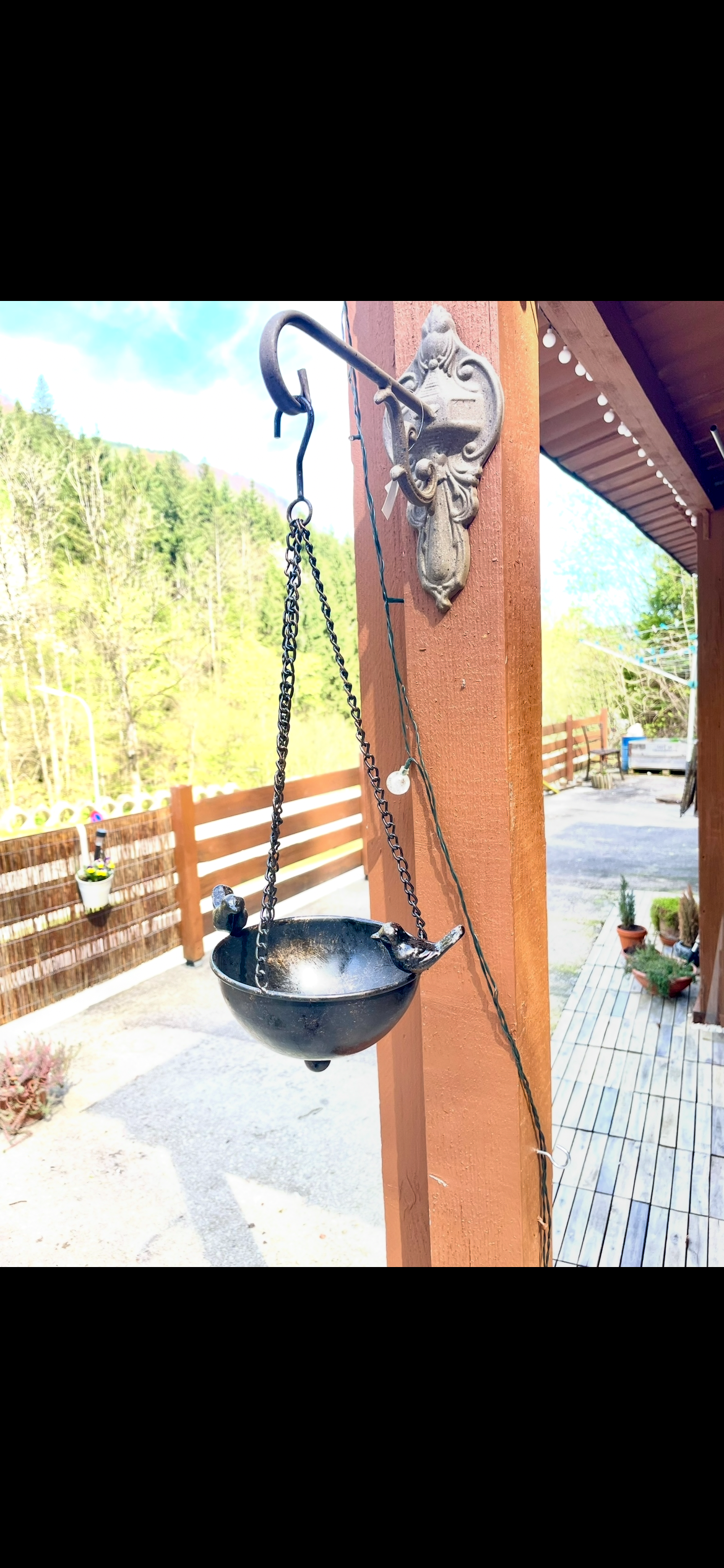 Vogeltränke z.Hg,18x18xH11+35cm Kette Gartendeko,Gartendekoration,Terrassendeko