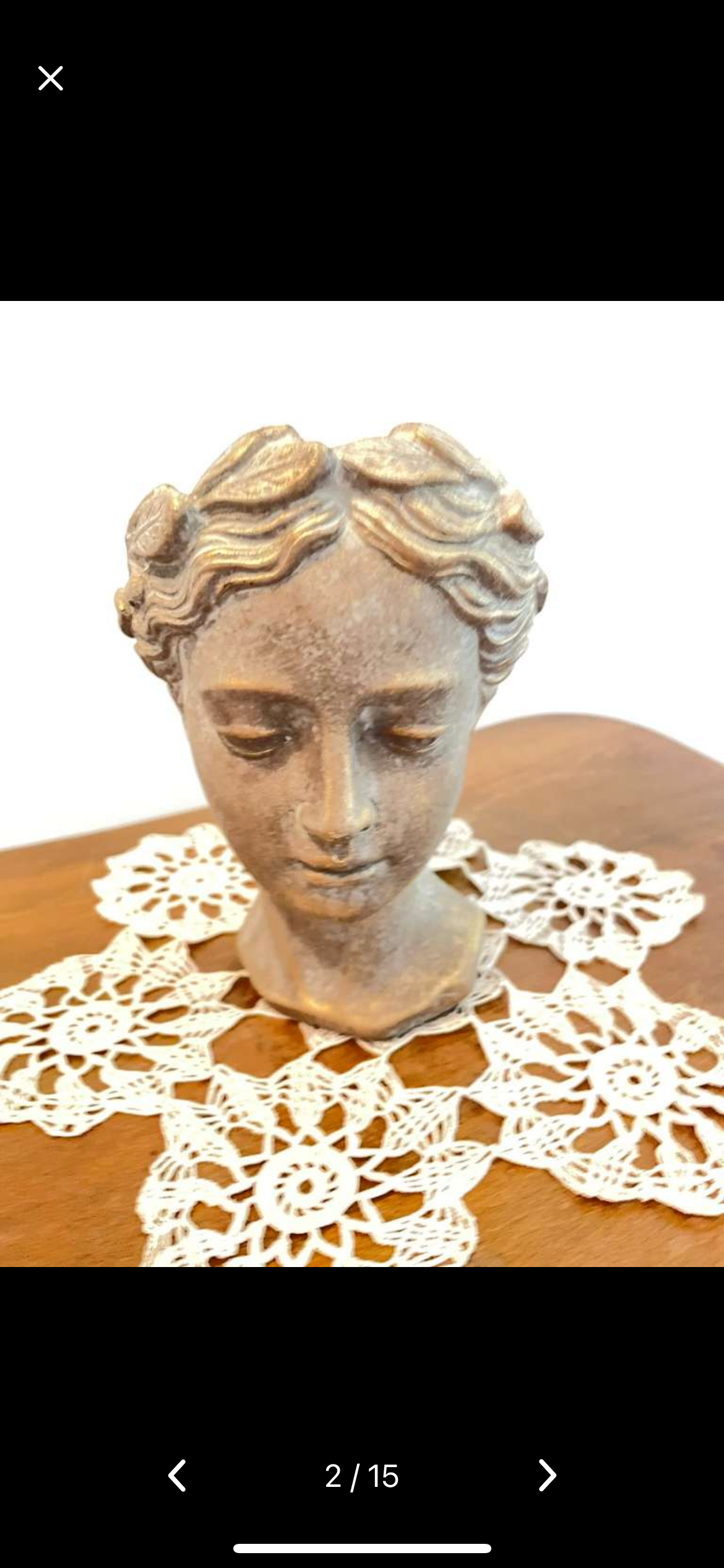Frauenkopf aus Zement ,13 x 11 x H 17 cm, Gartendekoration, Gartendek