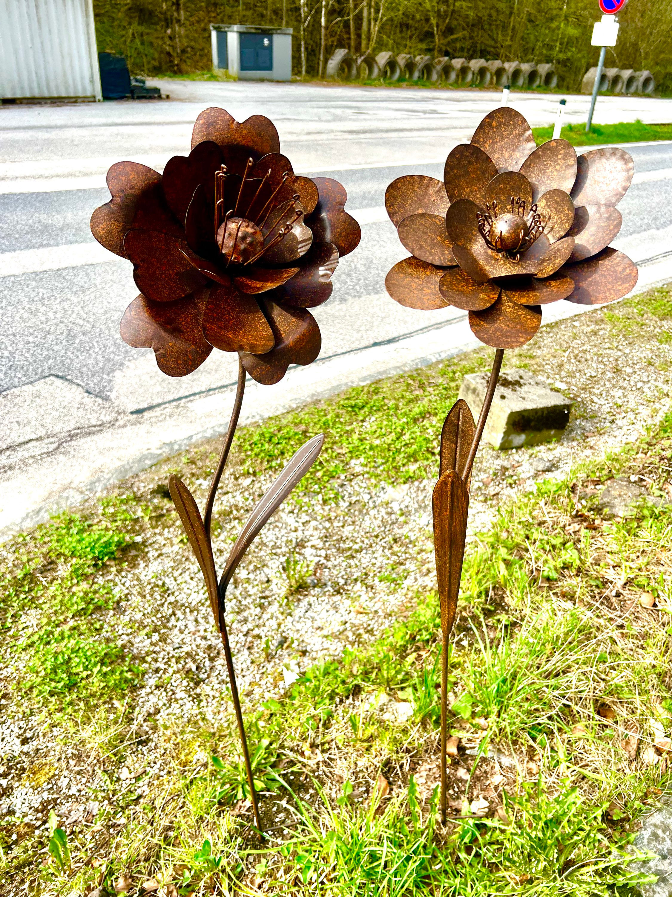   Blumen am Stab Metall,24x19xH 125 cm, Preis pro Stück , Gartendeko, Gartendek