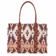 Thumbnail: Wrangler Southwestern Pattern Dual Sided Print Canvas Wide Tote Light Coffee